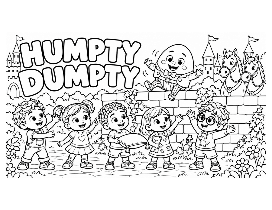 Humpty Dumpty colouring page preview