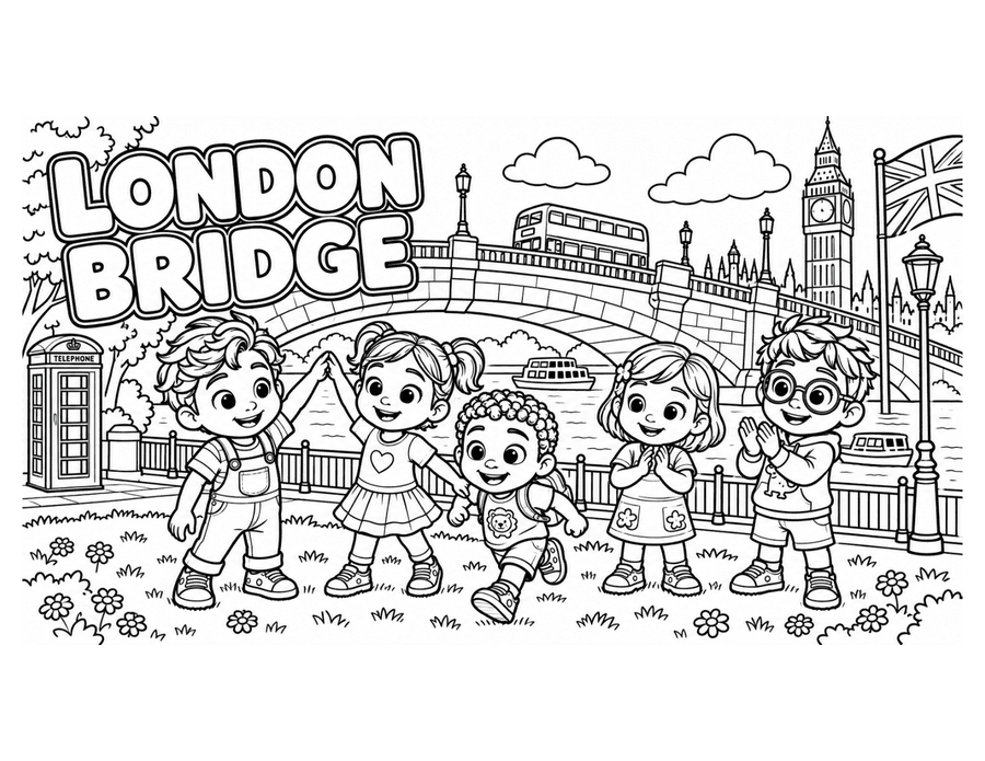 London Bridge colouring page preview
