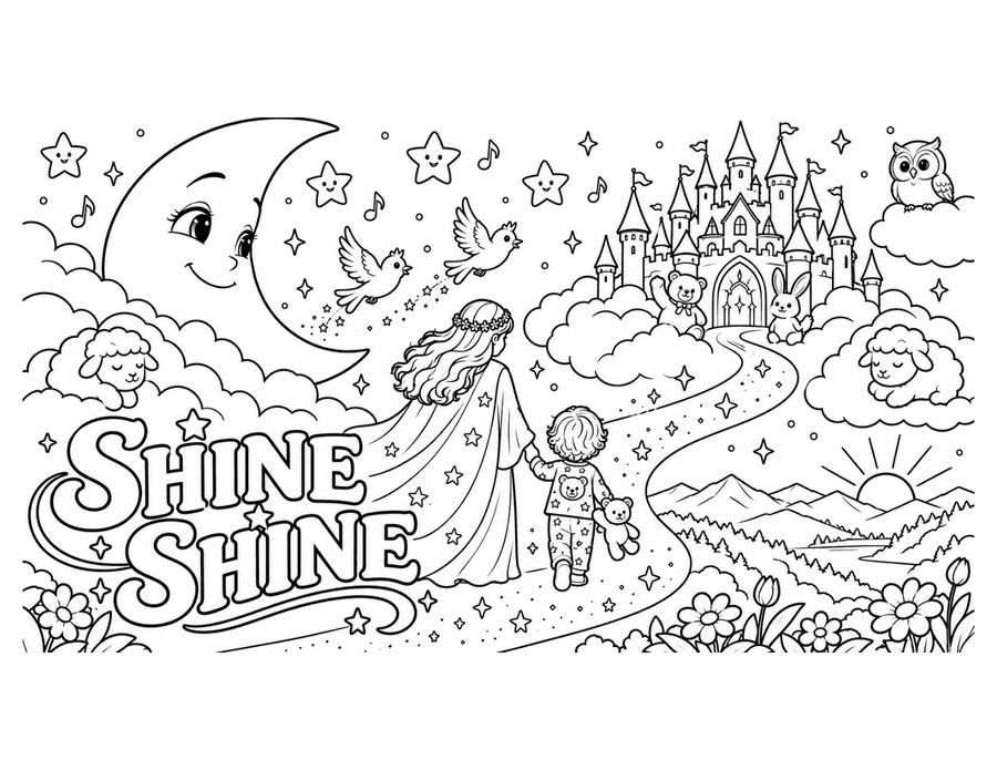 Shine, Shine colouring page preview