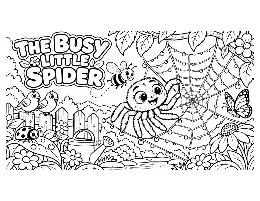 The Busy Little Spider colouring page preview